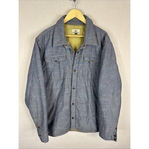 Vans Chambray Shirt Jacket Quilted Lined Snap Front Workwear Blue XL